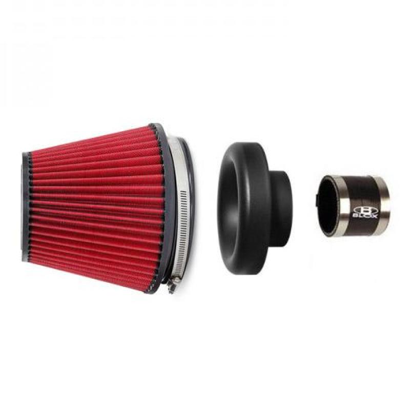 BLOX Racing Performance Filter Kit w/ 3.5inch Velocity Stack Red Filter and 3.5inch Silicone Hose