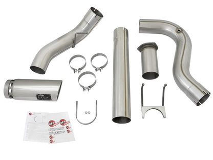 aFe ATLAS 5in DPF-Back Alum Steel Exhaust System w/Polished Tip 2017 Ford Diesel Trucks V8-6.7L (td)