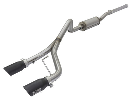 aFe Rebel Series CB 2.5in Dual Center Exit SS Exhaust w/ Black Tips 07-15 Jeep Wrangler 3.6L/3.8L V6