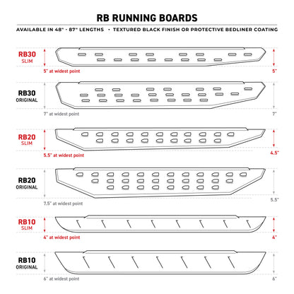 Go Rhino RB10 Slim Running Boards - Universal 87in. - Tex. Blk