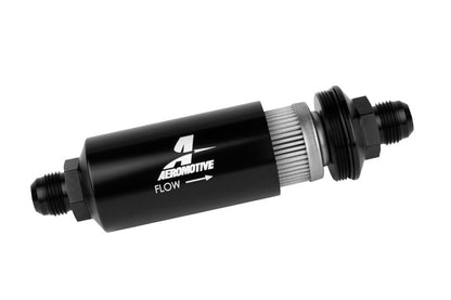 Aeromotive In-Line Filter - (AN -10 Male) 40 Micron Stainless Mesh Element Bright Dip Black Finish