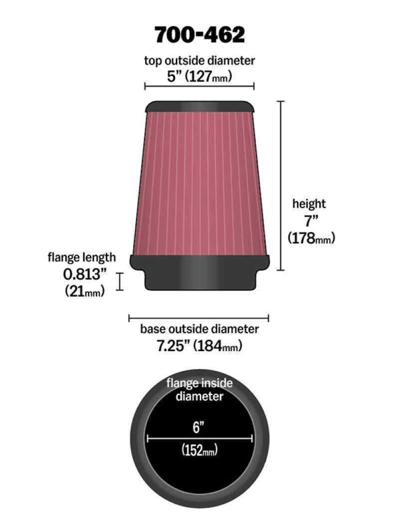 Airaid Universal Air Filter - Cone 6 x 7-1/4 x 5 x 7