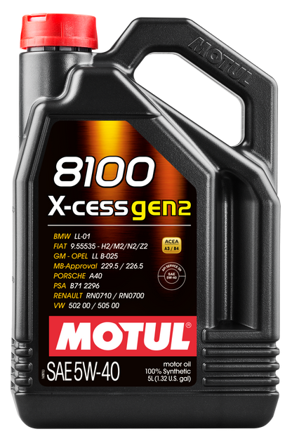 Motul 5L Synthetic Engine Oil 8100 5W40 X-CESS Gen 2